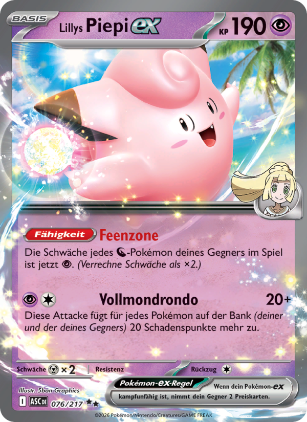 Lillys Piepi-ex 076 — Erhabene Helden (German Pokémon TCG card)