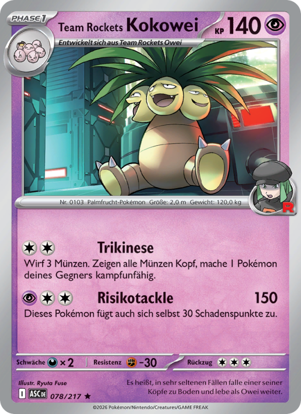 Team Rockets Kokowei 078 — Erhabene Helden (German Pokémon TCG card)