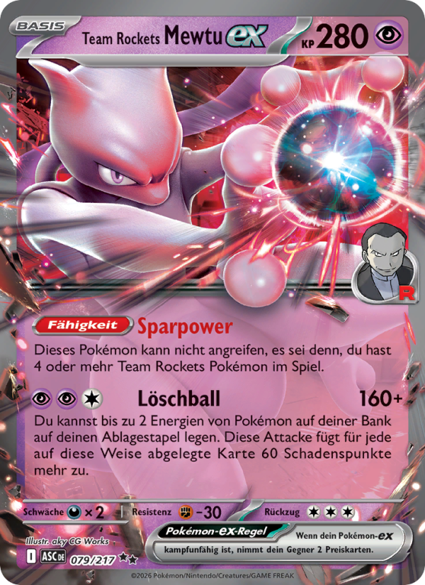 Team Rockets Mewtu-ex 079 — Erhabene Helden (German Pokémon TCG card)
