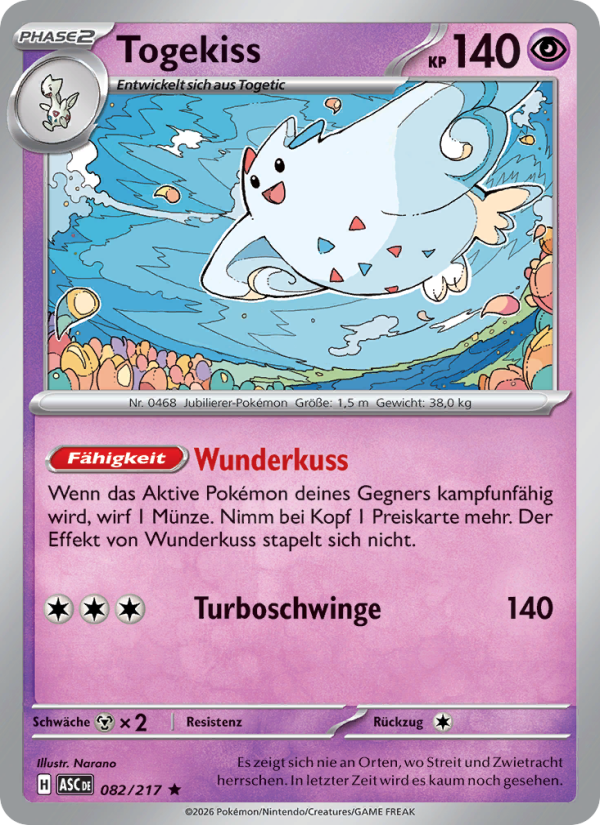 Togekiss 082 — Erhabene Helden (German Pokémon TCG card)