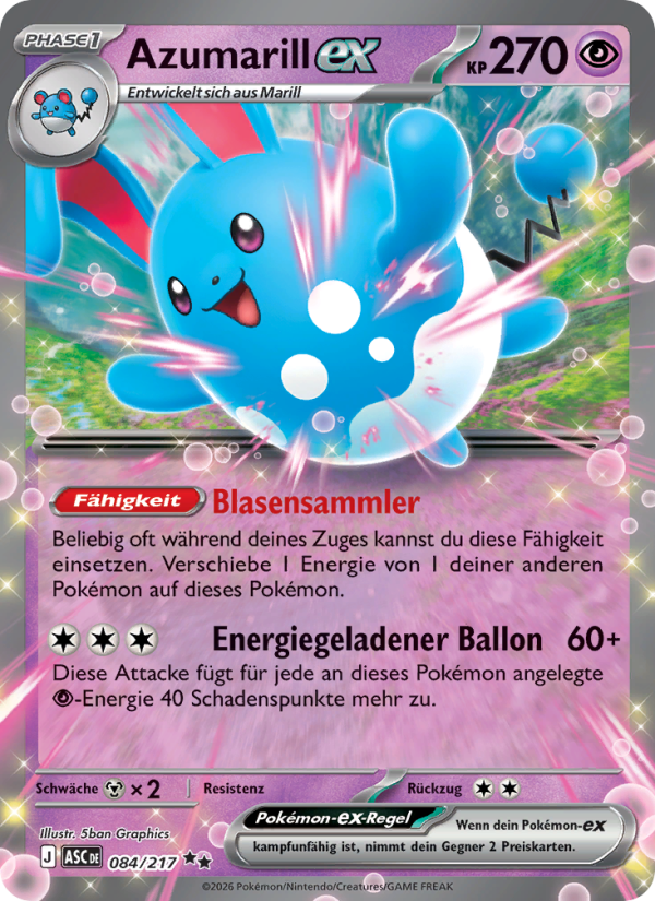 Azumarill-ex 084 — Erhabene Helden (German Pokémon TCG card)