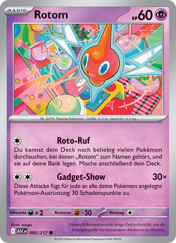 Rotom 092 — Erhabene Helden (German Pokémon TCG card)