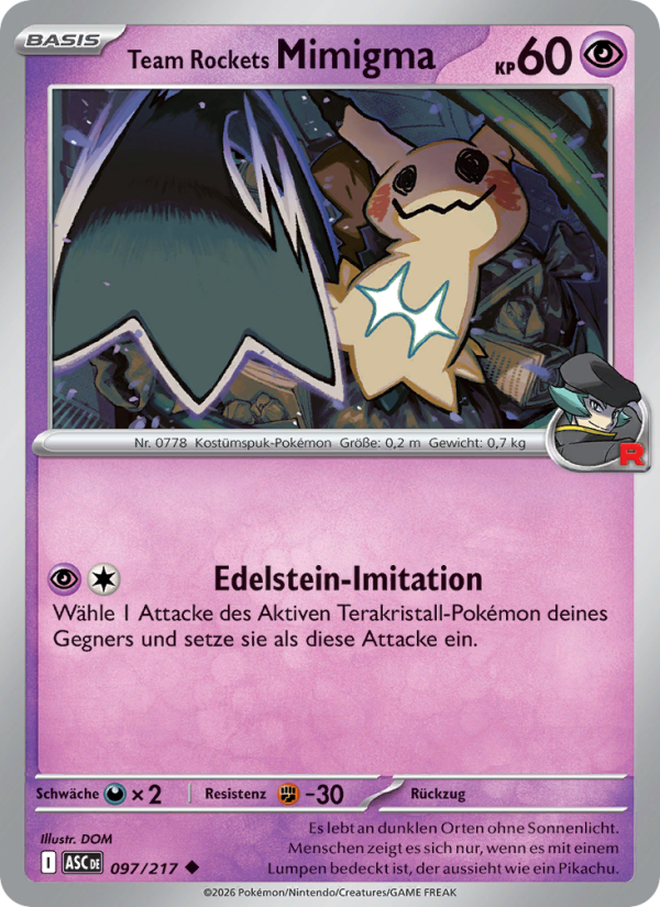 Team Rockets Mimigma 097 — Erhabene Helden (German Pokémon TCG card)