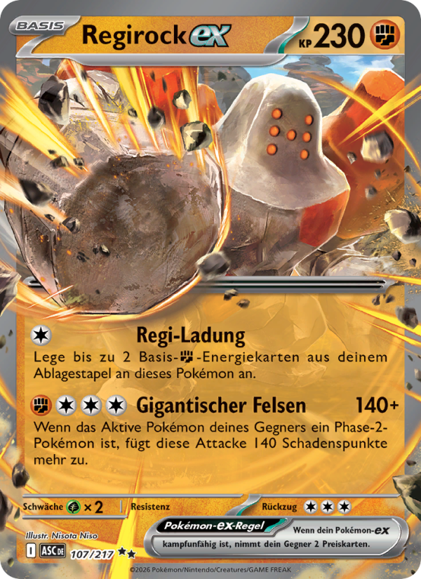 Regirock-ex 107 — Erhabene Helden (German Pokémon TCG card)
