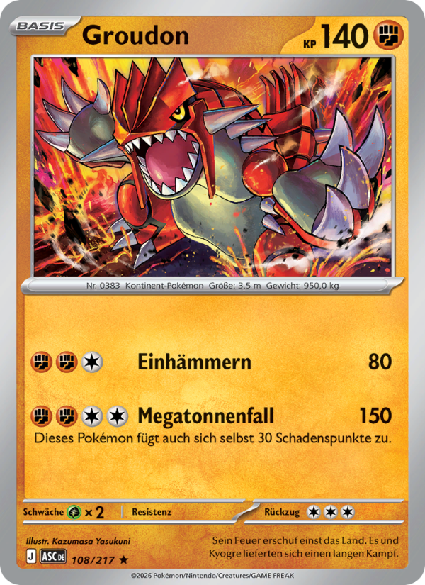 Groudon 108 — Erhabene Helden (German Pokémon TCG card)