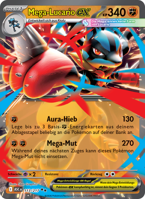 Mega-Lucario-ex 113 — Erhabene Helden (German Pokémon TCG card)