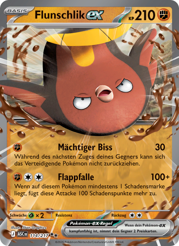 Flunschlik-ex 114 — Erhabene Helden (German Pokémon TCG card)