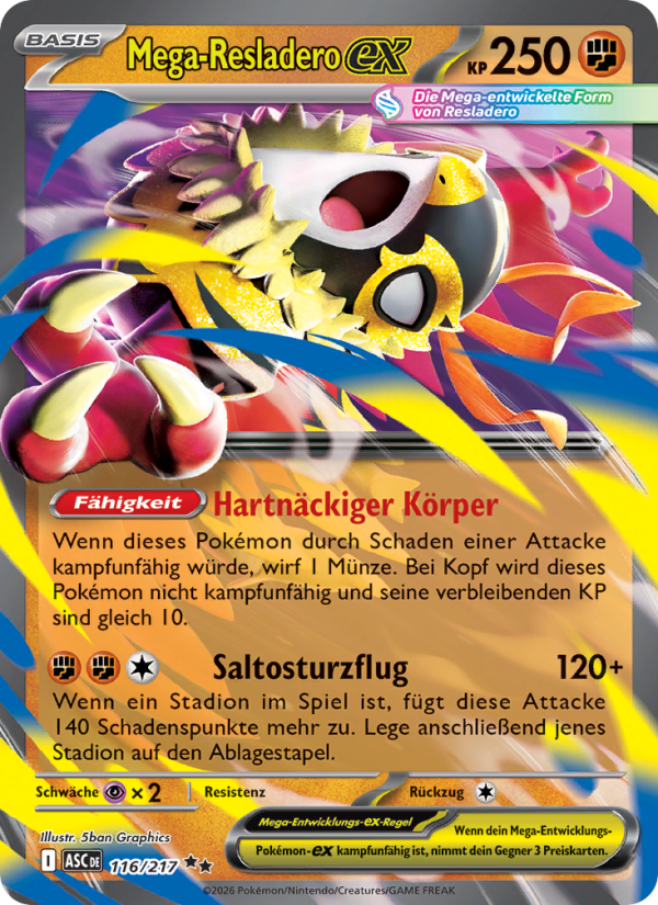 Mega-Resladero-ex 116 — Erhabene Helden (German Pokémon TCG card)