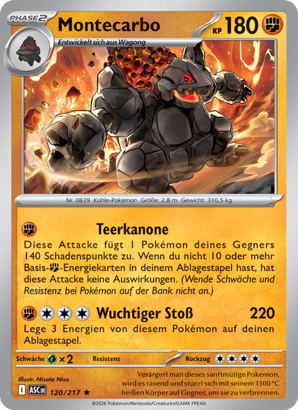 Montecarbo 120 — Erhabene Helden (German Pokémon TCG card)