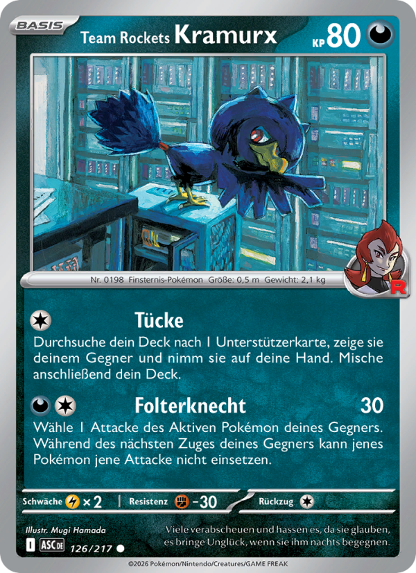 Team Rockets Kramurx 126 — Erhabene Helden (German Pokémon TCG card)