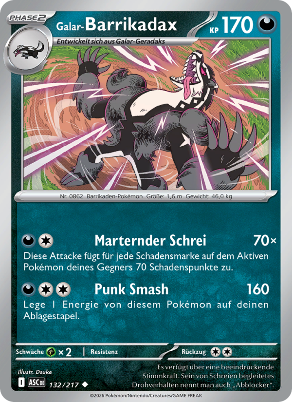 Galar-Barrikadax 132 — Erhabene Helden (German Pokémon TCG card)