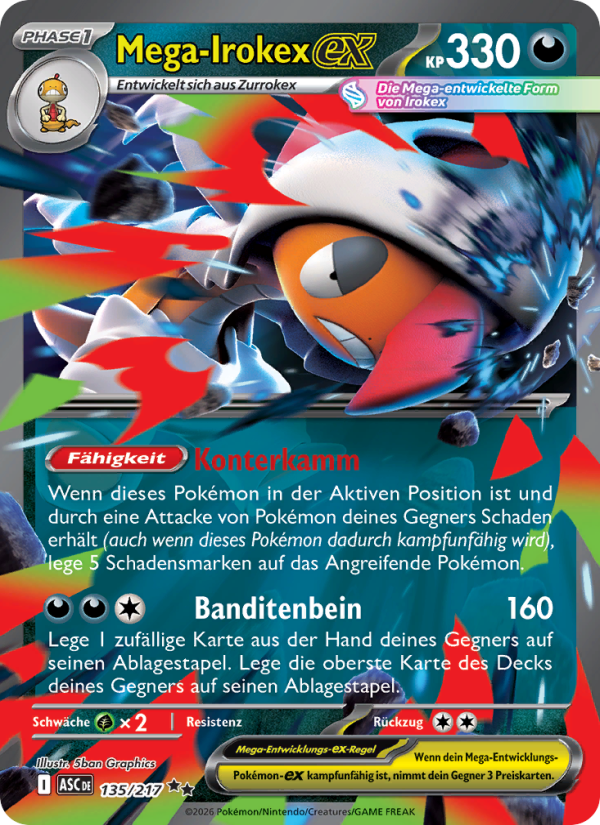 Mega-Irokex-ex 135 — Erhabene Helden (German Pokémon TCG card)