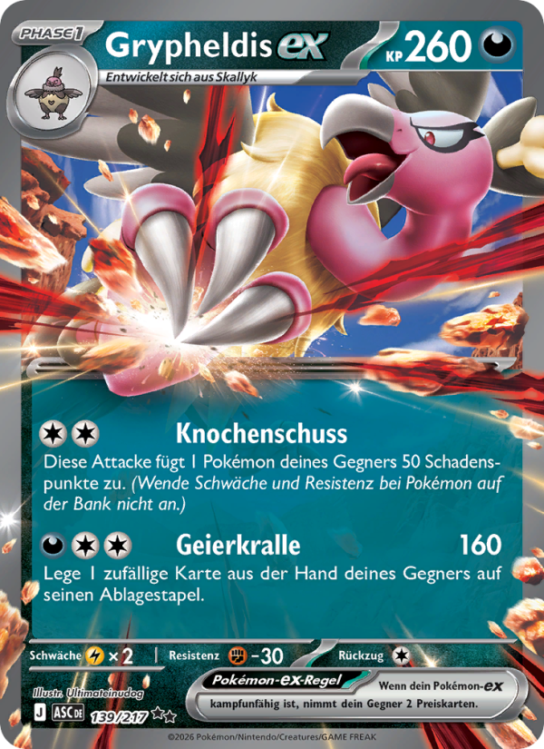 Grypheldis-ex 139 — Erhabene Helden (German Pokémon TCG card)