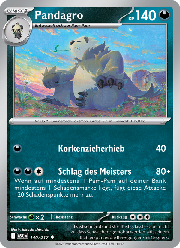 Pandagro 140 — Erhabene Helden (German Pokémon TCG card)
