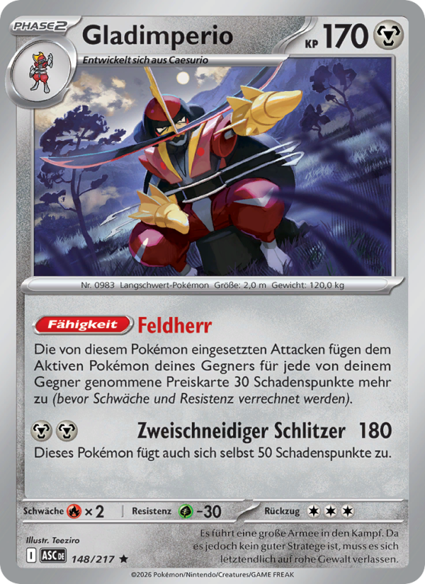 Gladimperio 148 — Erhabene Helden (German Pokémon TCG card)