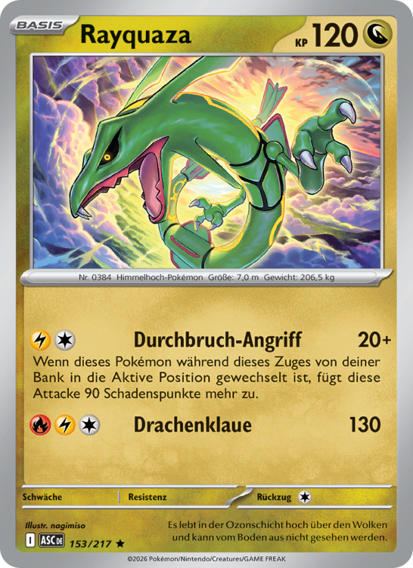Rayquaza 153 — Erhabene Helden (German Pokémon TCG card)