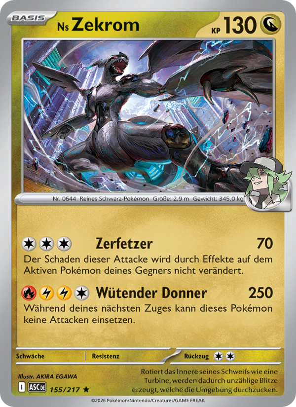 Ns Zekrom 155 — Erhabene Helden (German Pokémon TCG card)