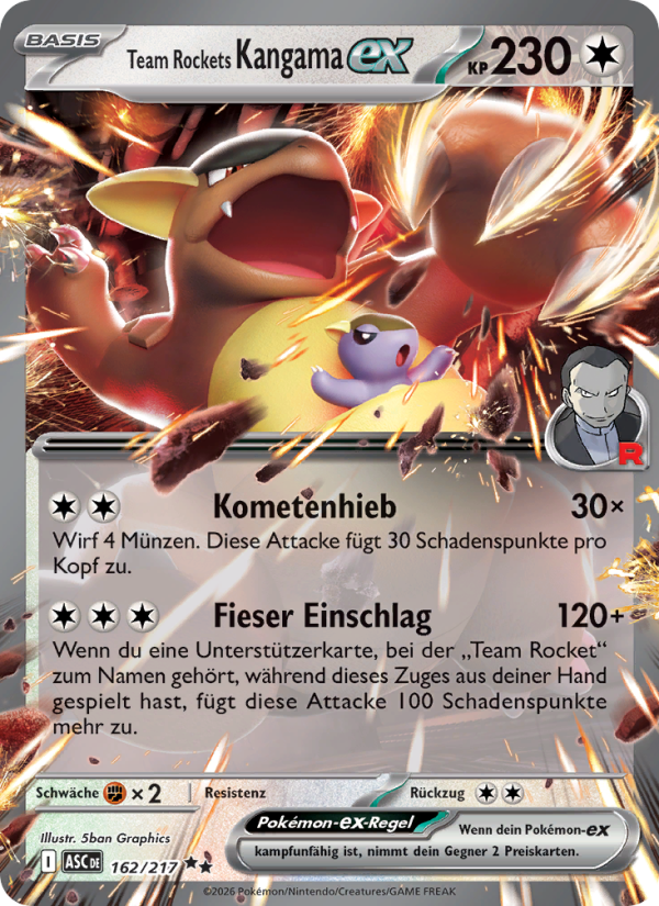 Team Rockets Kangama-ex 162 — Erhabene Helden (German Pokémon TCG card)