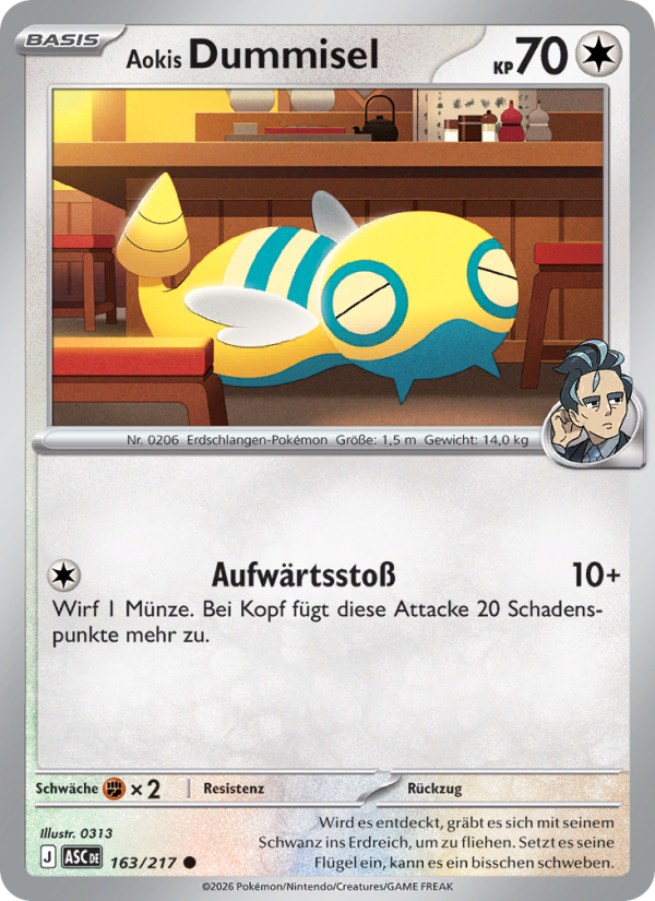 Aokis Dummisel 163 — Erhabene Helden (German Pokémon TCG card)