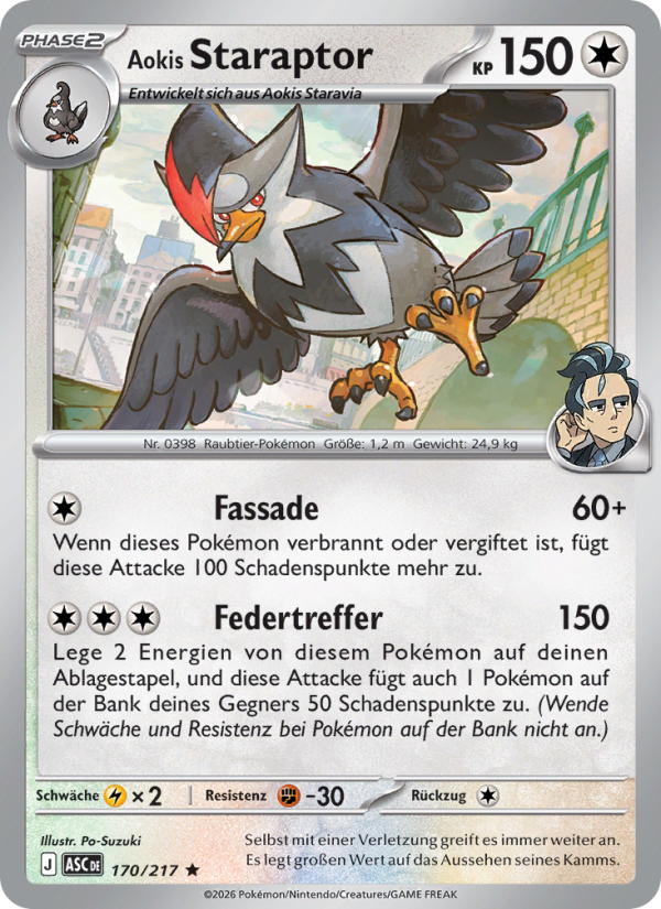 Aokis Staraptor 170 — Erhabene Helden (German Pokémon TCG card)