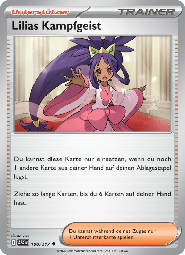 Lilias Kampfgeist 190 — Erhabene Helden (German Pokémon TCG card)