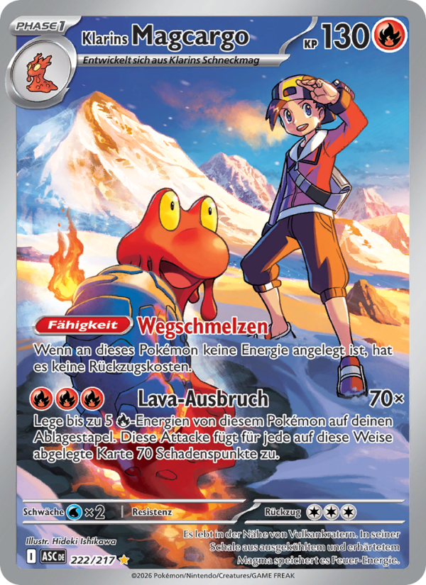 Klarins Magcargo 222 — Erhabene Helden (German Pokémon TCG card)