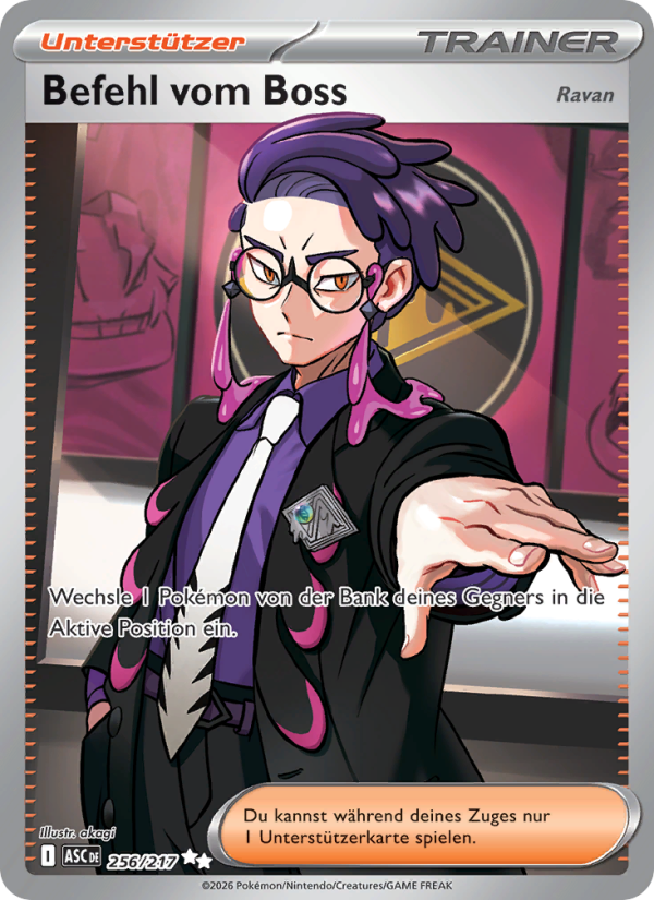 Befehl vom Boss 256 — Erhabene Helden (German Pokémon TCG card)