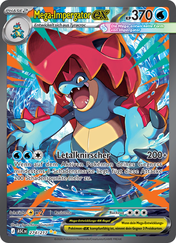 Mega-Impergator-ex 274 — Erhabene Helden (German Pokémon TCG card)
