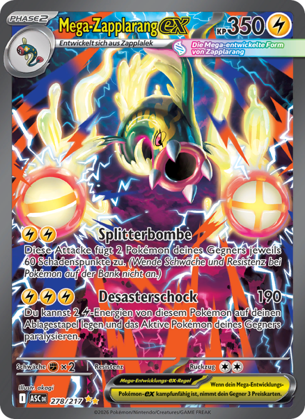 Mega-Zapplarang-ex 278 — Erhabene Helden (German Pokémon TCG card)