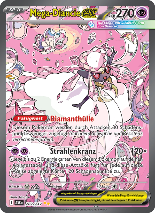 Mega-Diancie-ex 282 — Erhabene Helden (German Pokémon TCG card)