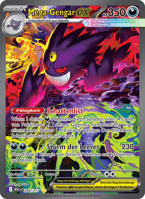 Mega-Gengar-ex 284 — Erhabene Helden (German Pokémon TCG card)