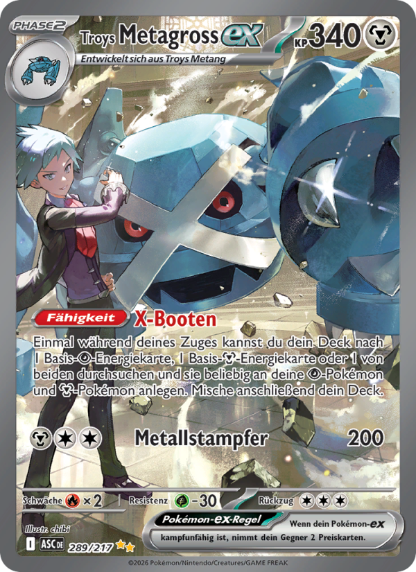 Troys Metagross-ex 289 — Erhabene Helden (German Pokémon TCG card)