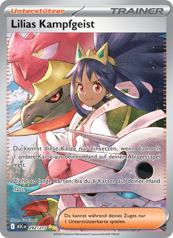 Lilias Kampfgeist 292 — Erhabene Helden (German Pokémon TCG card)
