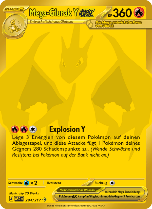 Mega-Glurak Y-ex 294 — Erhabene Helden (German Pokémon TCG card)
