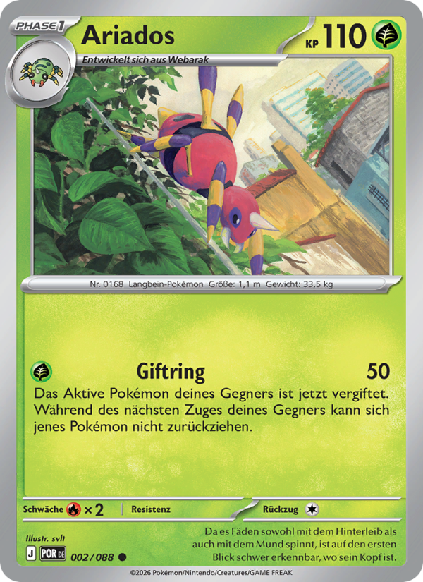 Ariados 002 — Optimale Ordnung (German Pokémon TCG card)