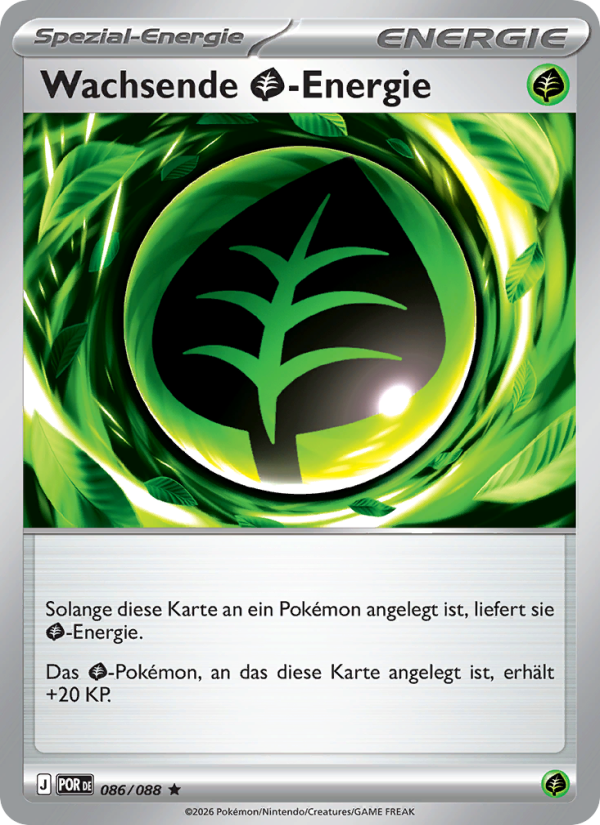 Wachsende Grass-Energie 086 — Optimale Ordnung (German Pokémon TCG card)