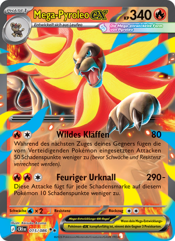 Mega-Pyroleo-ex 015 — Wachsendes Chaos (German Pokémon TCG card)