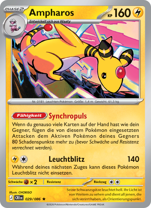 Ampharos 029 — Wachsendes Chaos (German Pokémon TCG card)