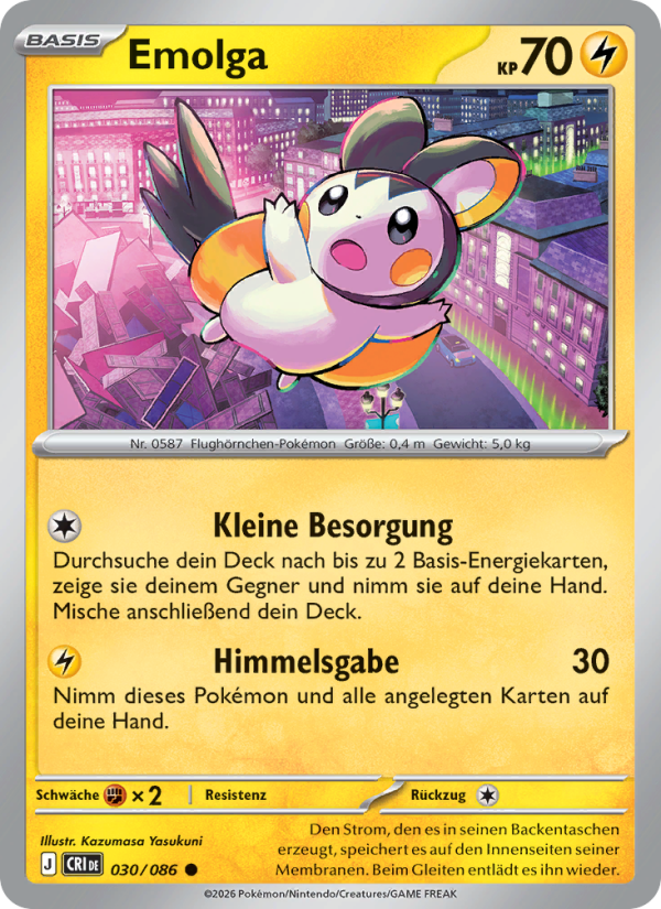 Emolga 030 — Wachsendes Chaos (German Pokémon TCG card)