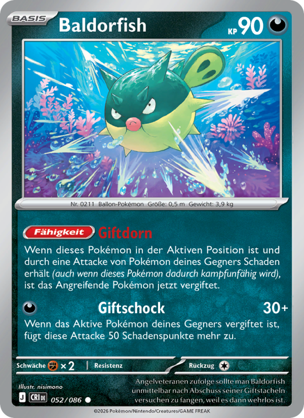 Baldorfish 052 — Wachsendes Chaos (German Pokémon TCG card)