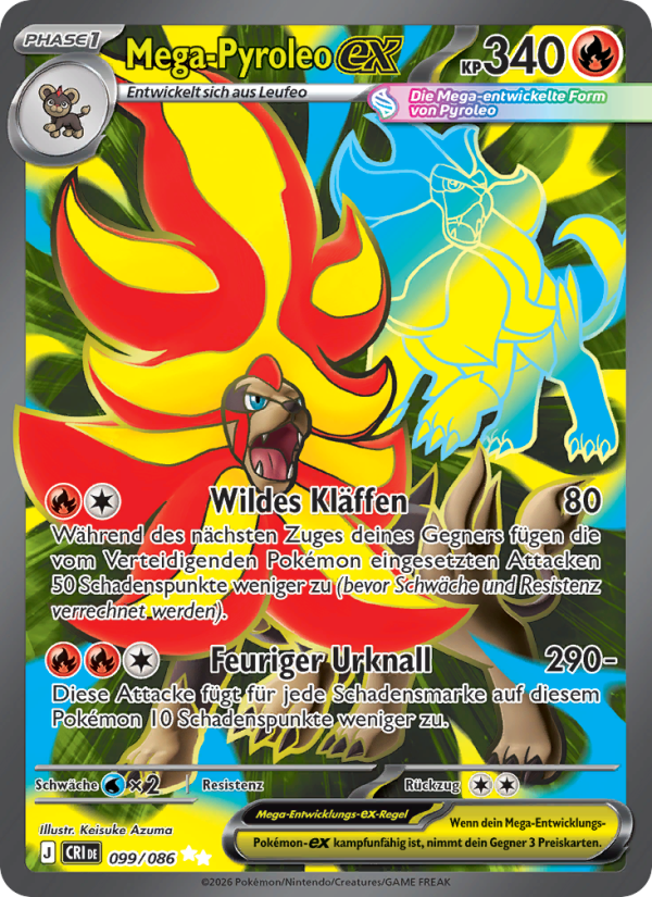 Mega-Pyroleo-ex 099 — Wachsendes Chaos (German Pokémon TCG card)