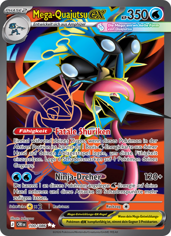 Mega-Quajutsu-ex 100 — Wachsendes Chaos (German Pokémon TCG card)