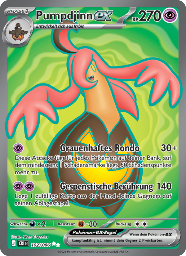 Pumpdjinn-ex 102 — Wachsendes Chaos (German Pokémon TCG card)
