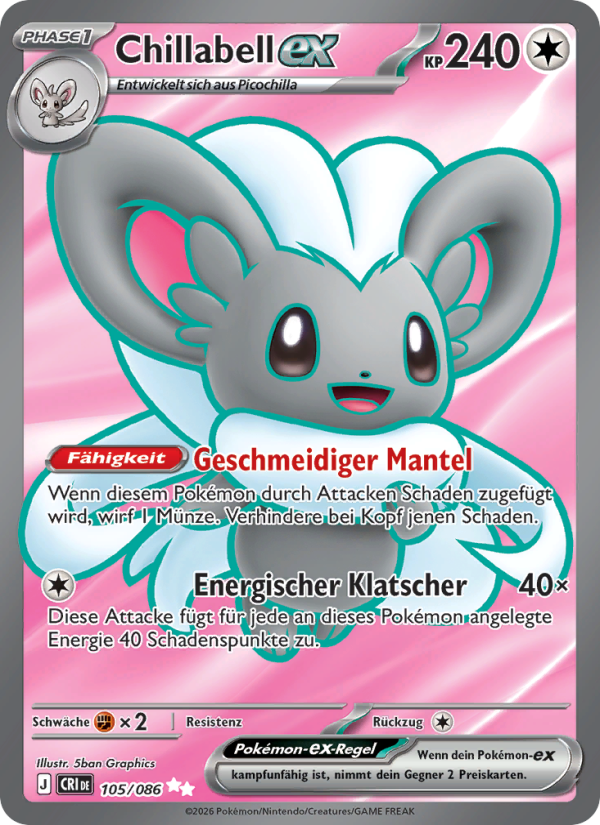 Chillabell-ex 105 — Wachsendes Chaos (German Pokémon TCG card)