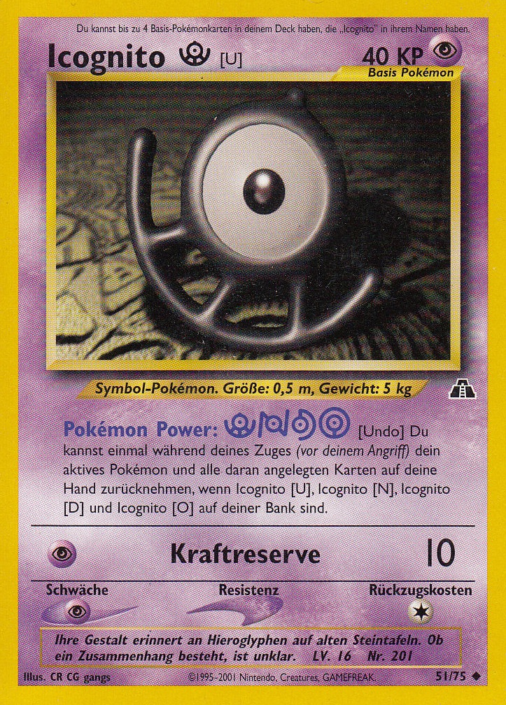 Icognito U 51 — Neo Discovery (German Pokémon TCG card)