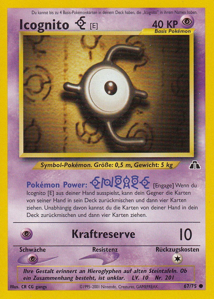 Icognito E 67 — Neo Discovery (German Pokémon TCG card)