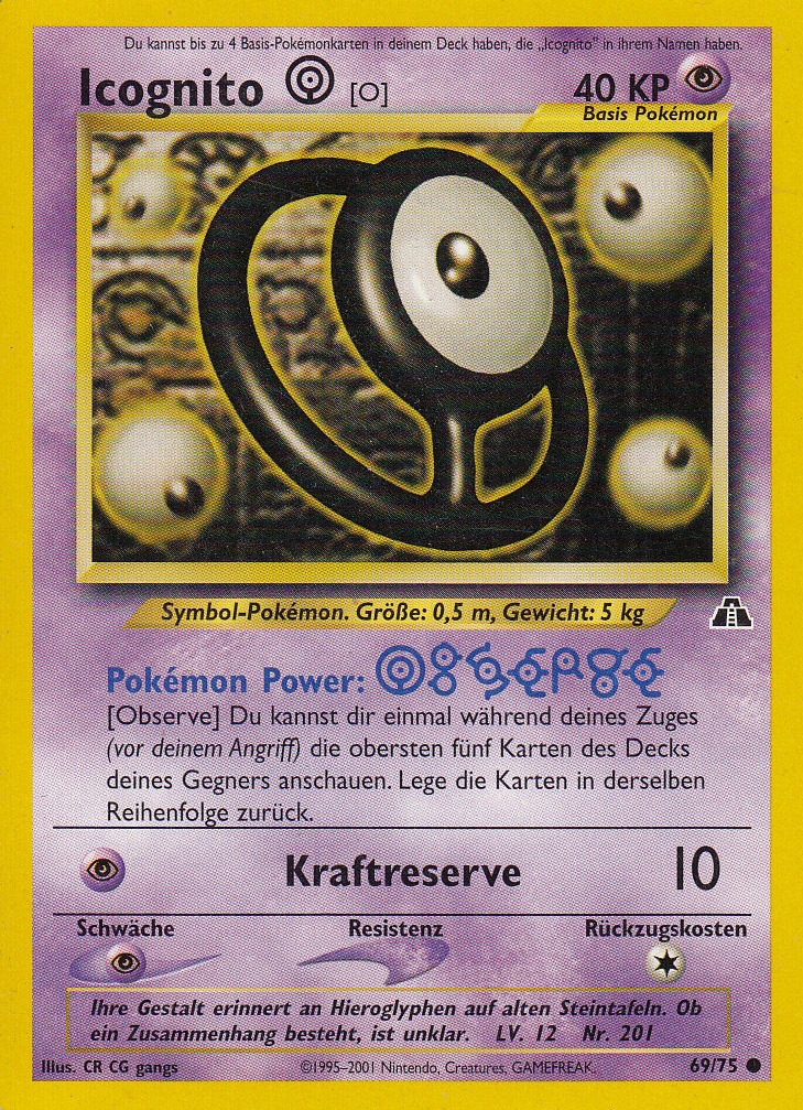Icognito O 69 — Neo Discovery (German Pokémon TCG card)