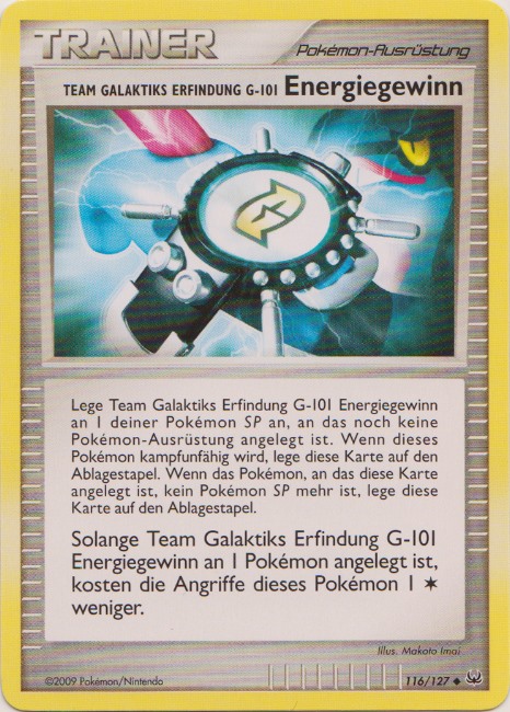 Team Galaktiks Erfindung G-101 Energiegewinn 116 — Platinum (German Pokémon TCG card)