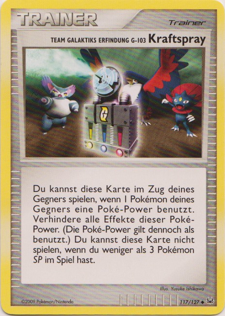 Team Galaktiks Erfindung G-103 Kraftspray 117 — Platinum (German Pokémon TCG card)