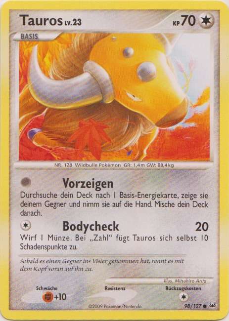 Tauros 98 — Platinum (German Pokémon TCG card)